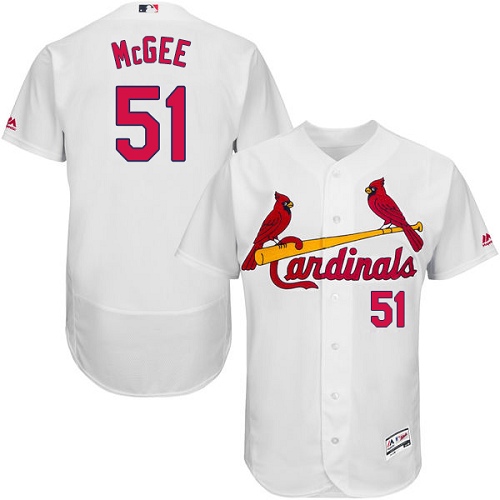 Cardinals #51 Willie McGee White Flexbase Authentic Collection Stitched MLB Jersey - Click Image to Close